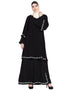 Chic Double Layer Bell Sleeve hand embroidered Abaya Black Women Online shopping USA